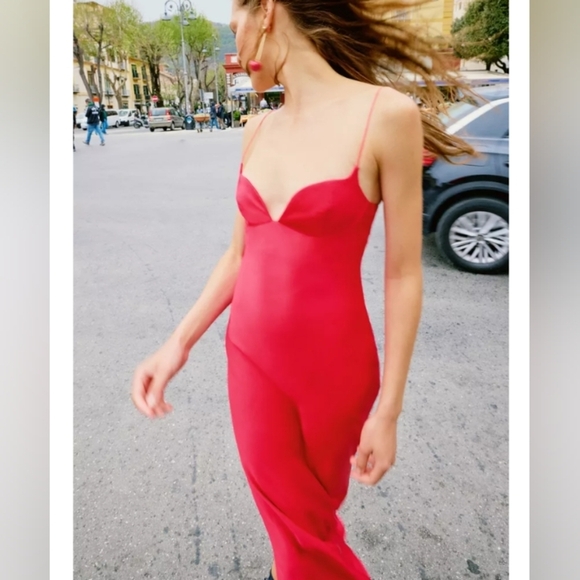 Zara Long Satin Dress - Picture 1 of 3